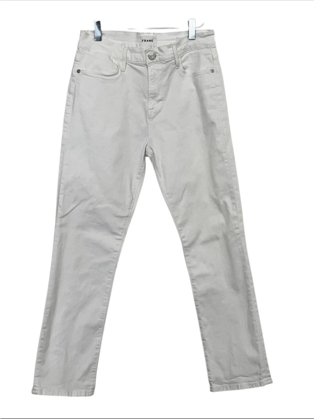 FRAME Le High Straight Jeans 28 White High Rise Clean Girl Minimal Chic